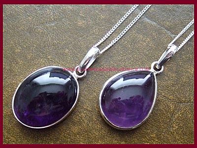 Amethyst Necklace - Oval or Teardrop - Click Image to Close
